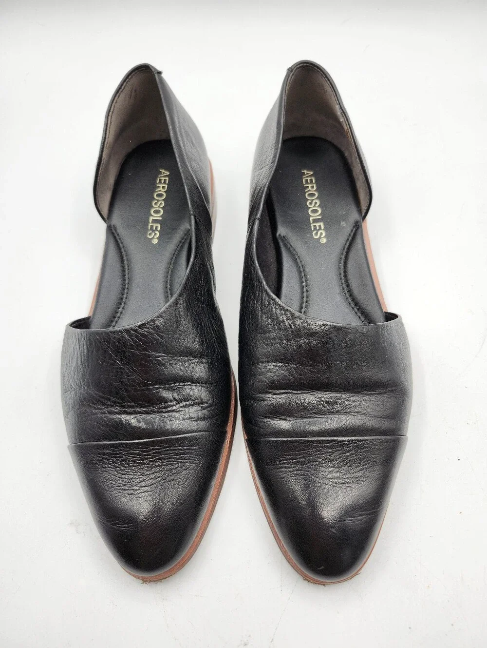 Aerosoles Women's Black Leather D'Orsay Flats